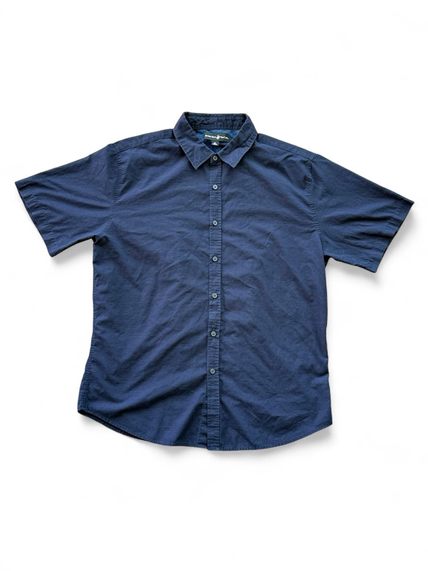 Beverly Hills Polo Club Men's Short Sleeve Button Down Shirt Navy Blue Size Xl